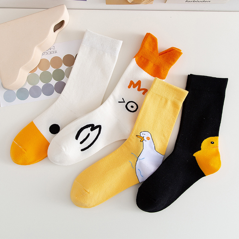 Creative Three-dimensional Duck Women's Cotton All-match Couple In-tube Socks