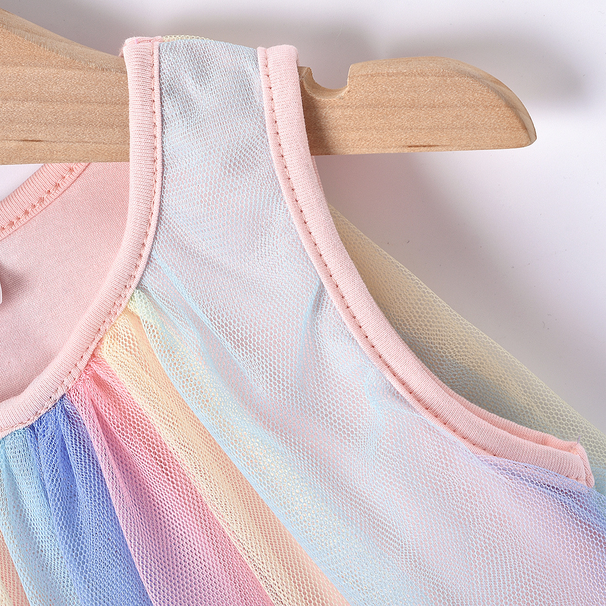 Sleeveless Rainbow Girl Puffy Skirt