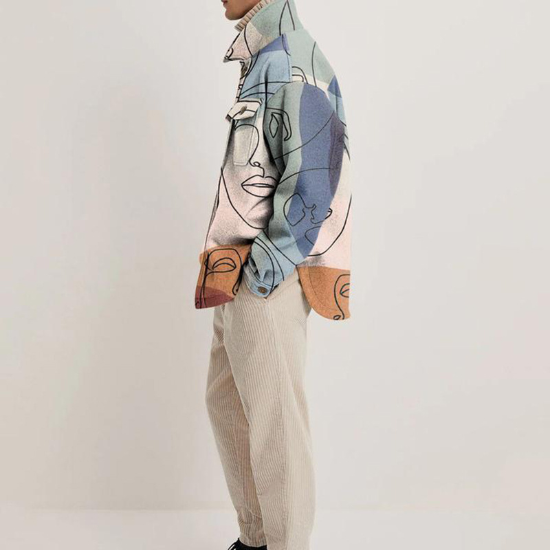 European And American Lapel Printed Loose Jacket