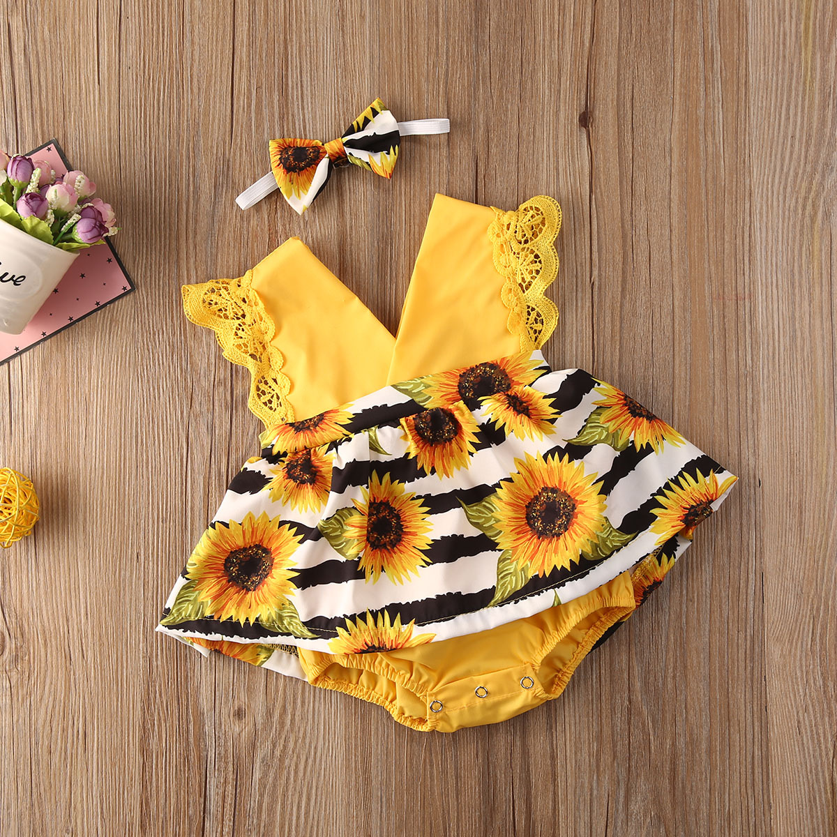 Fashion Cute Girls Sun Flower Jumpsuit