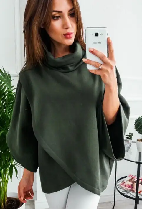 Fleece Asymmetric Large Size High Collar Cloak