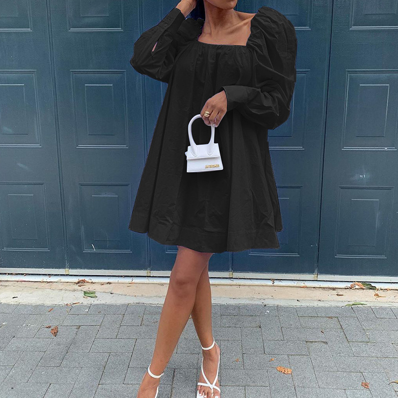 New Foreign Trade Loose Solid Color Dress