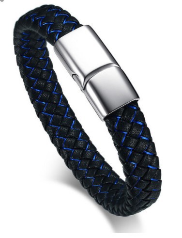 European and American Personality Titanium Steel Braided Leather Rope Bracelet
