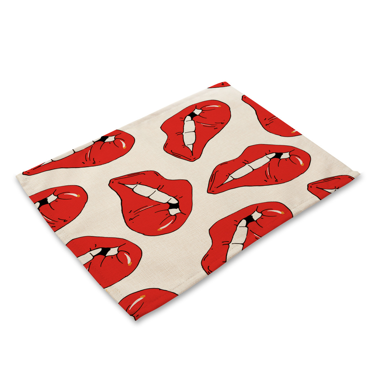 European And American Hot-Selling Cotton And Linen Cloth Art Heat Insulation Western Food Mat American Animation Animal Lips Foreign Trade Supply Tableware Mat