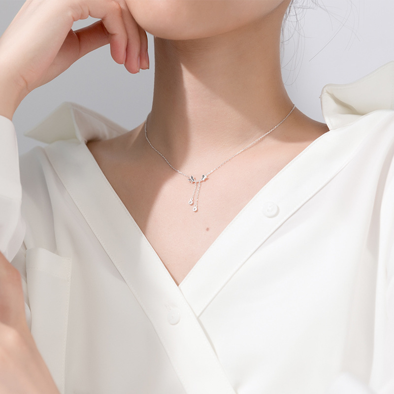 Butterfly Pendant Single Diamond Tassel Clavicle Chain