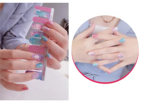 Shell Nail Sticker 3D Bronzing 20 Stickers Double Row