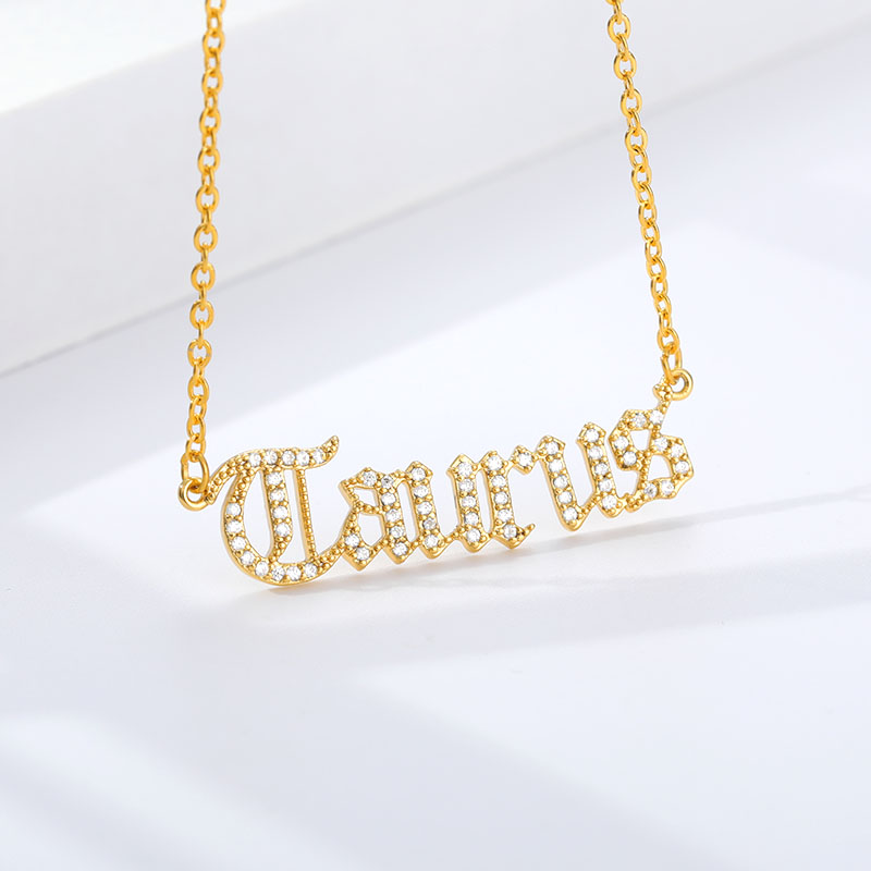 Zodiac Pendant Card Clavicle Chain