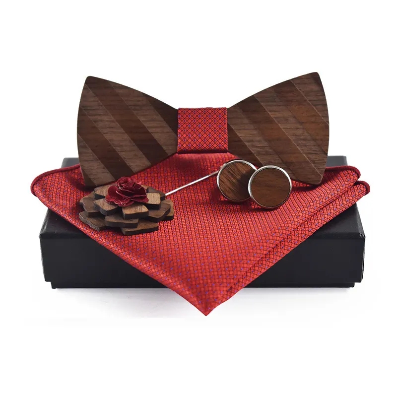 Bow Tie Set Square Scarf Cufflinks Brooch