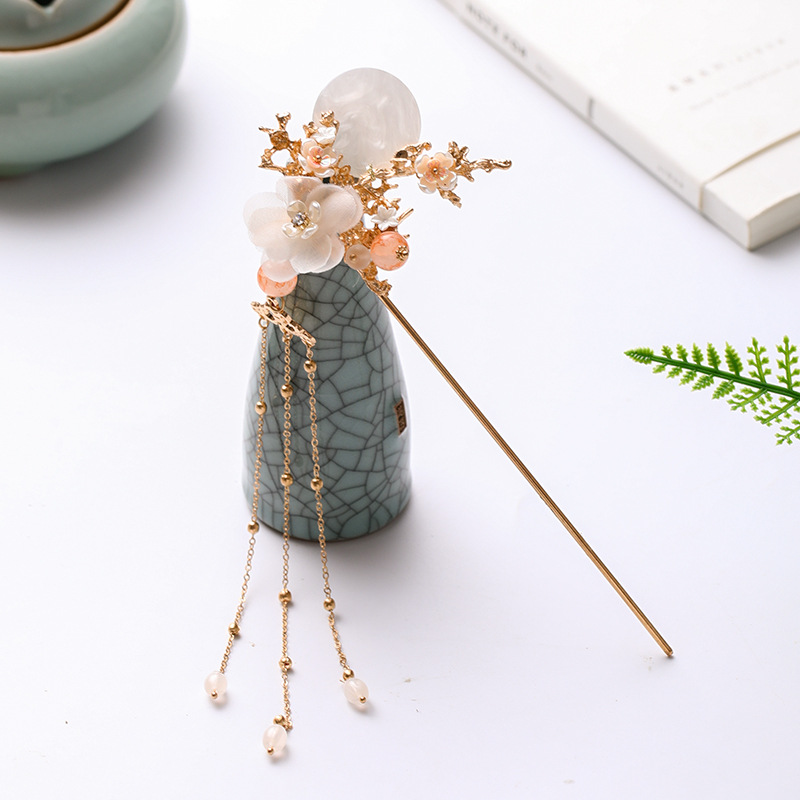 FORSEVEN Chinese Hanfu Dress Hairpins Clips Butterfly Flower 