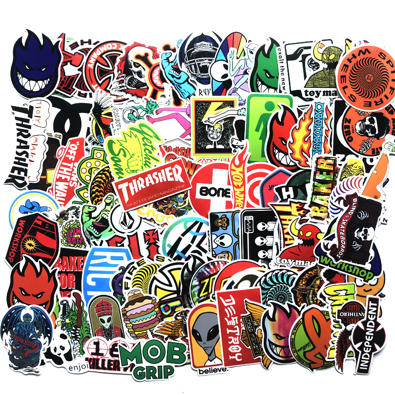 100 Skate Brand Vinyl Stickers for Hydro Flask Laptop Suitcase Skateboard Guitar - Photo 5 sur 5