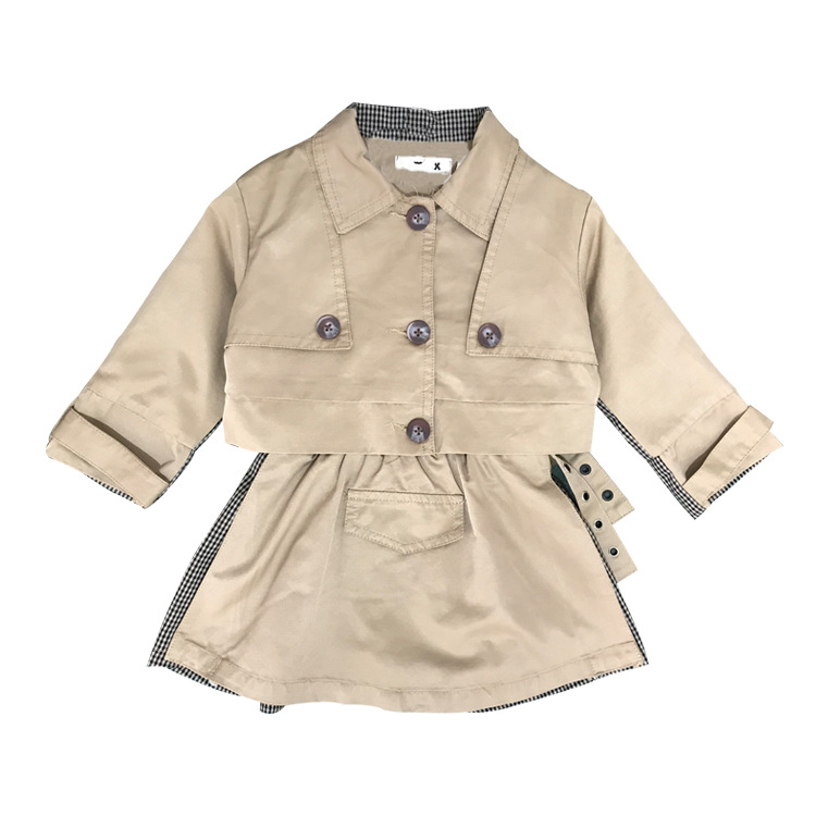Shianda Autumn Korean Mid-length Windbreaker Girl Baby Jacket Two-Piece Suit