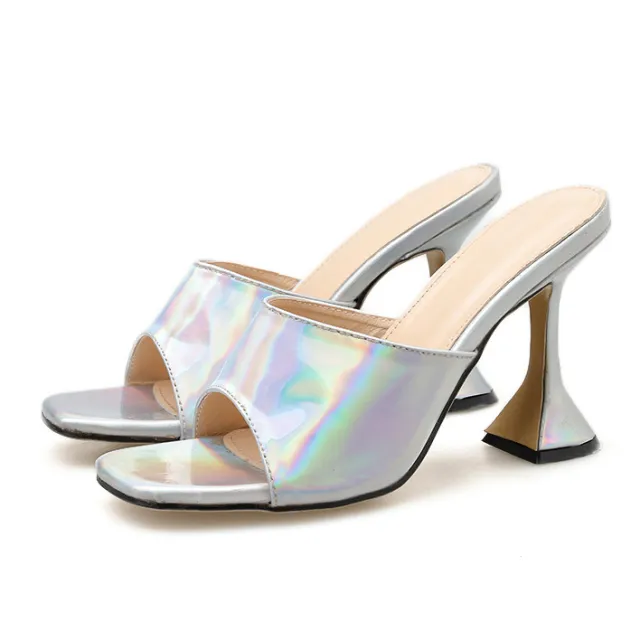 Women High Heel Slippers Ladies Sandals Silver - Shop at LoveMi