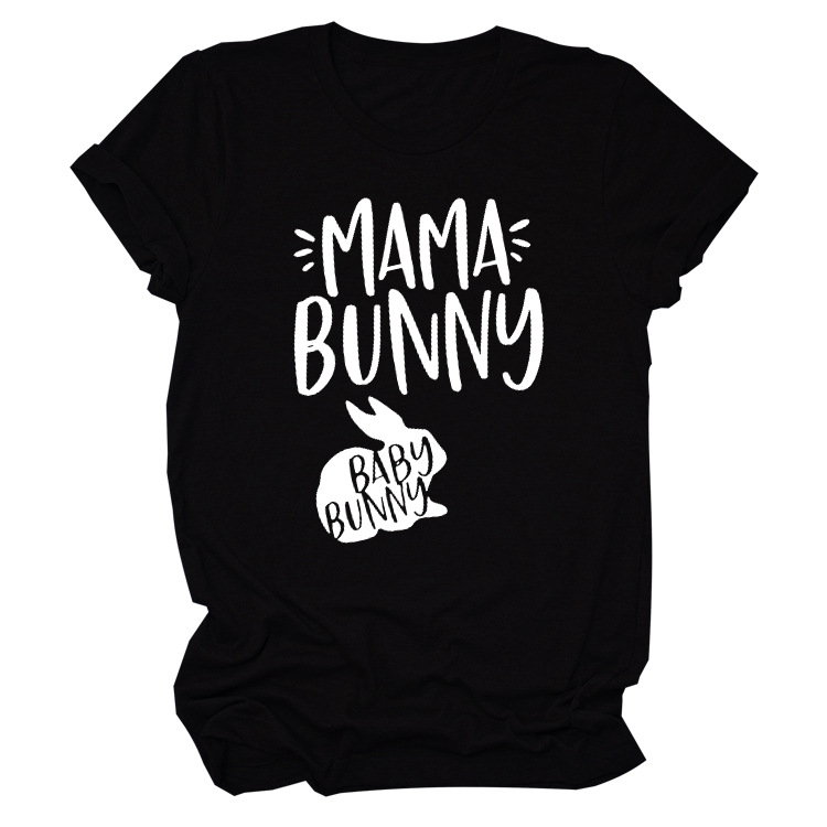 Rabbit Print Letters Short-Sleeved T-Shirt Top