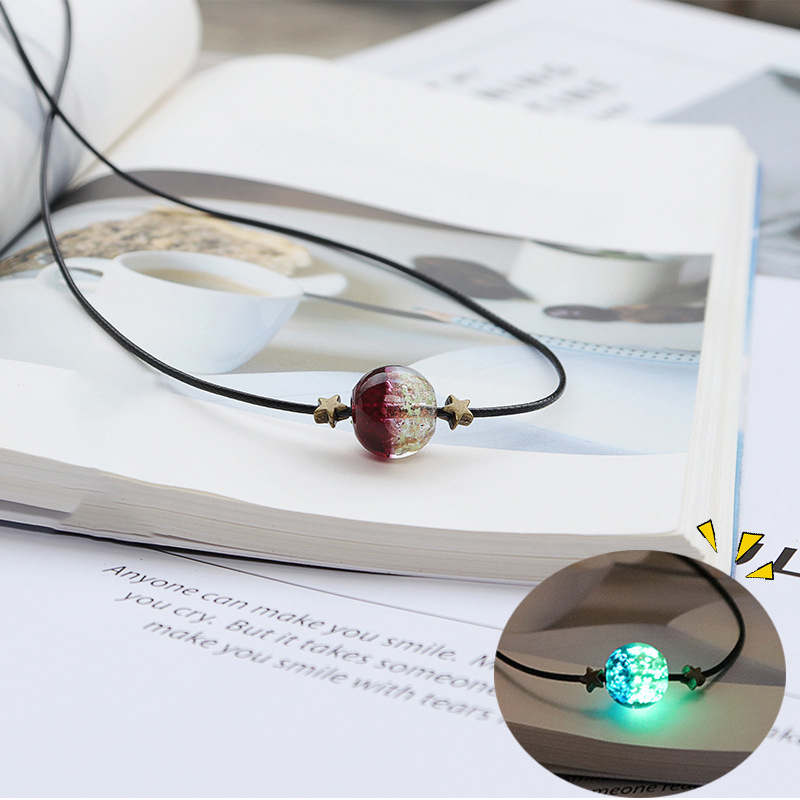 Drunken Ink Starry Sky Luminous Gradient Colored Glaze Necklace