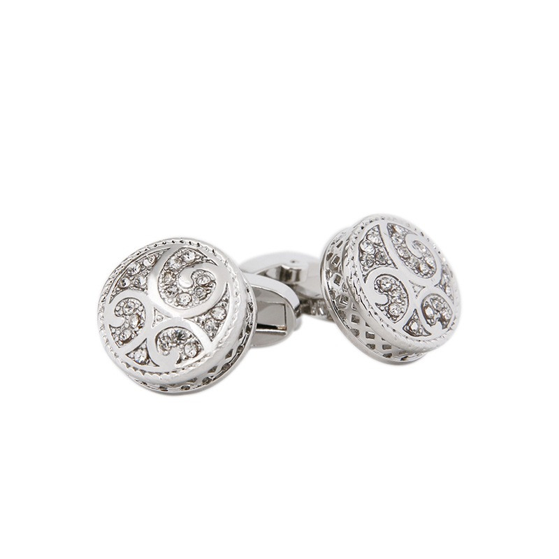 Men's Cufflinks Round Retro Pattern Diamond Metal Cufflinks — foto 4