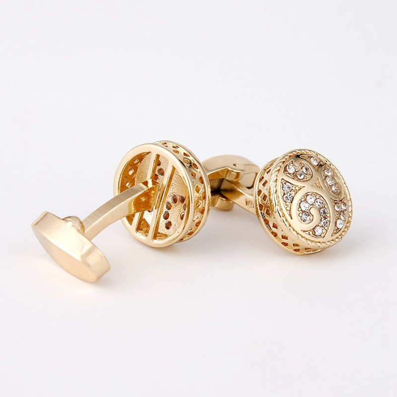 Men's Cufflinks Round Retro Pattern Diamond Metal Cufflinks — foto 2