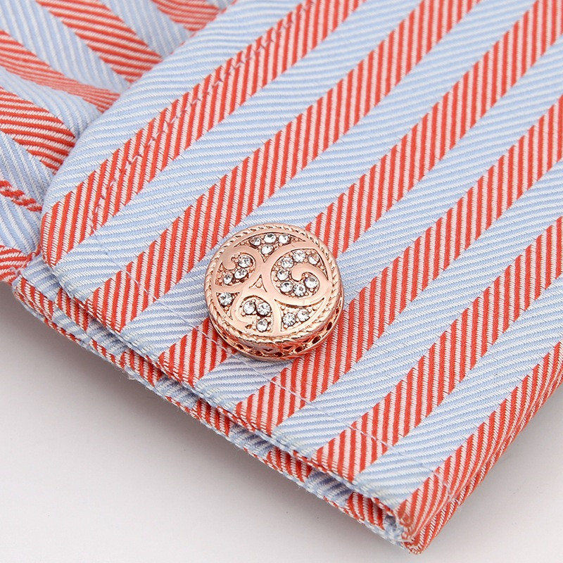 Men's Cufflinks Round Retro Pattern Diamond Metal Cufflinks — foto 6