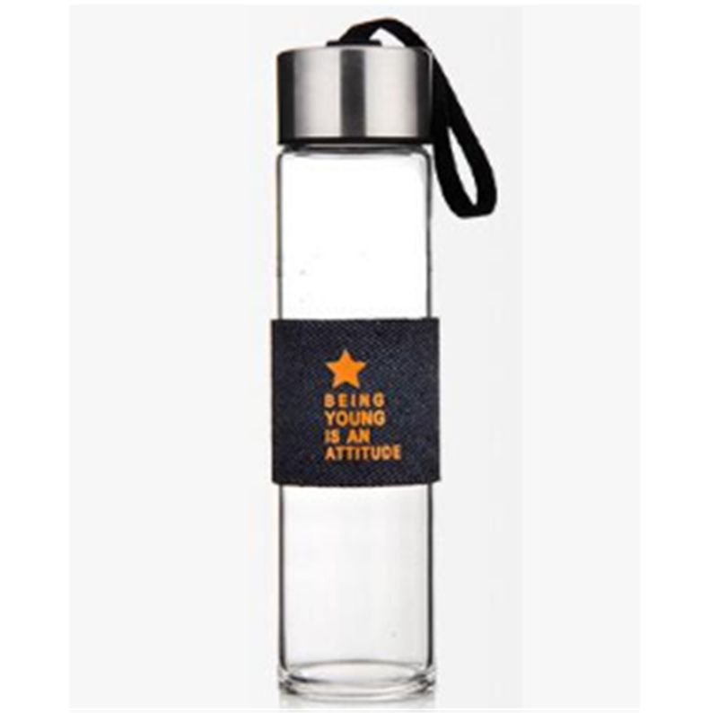 Korean Style Transparent Glass Cup With Lid Single Layer Portable Stick Cup