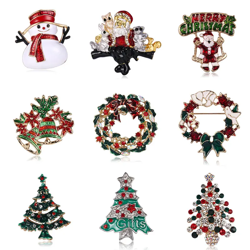 Santa Claus Christmas Tree Brooch