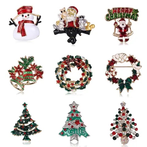 Santa Claus Christmas Tree Brooch