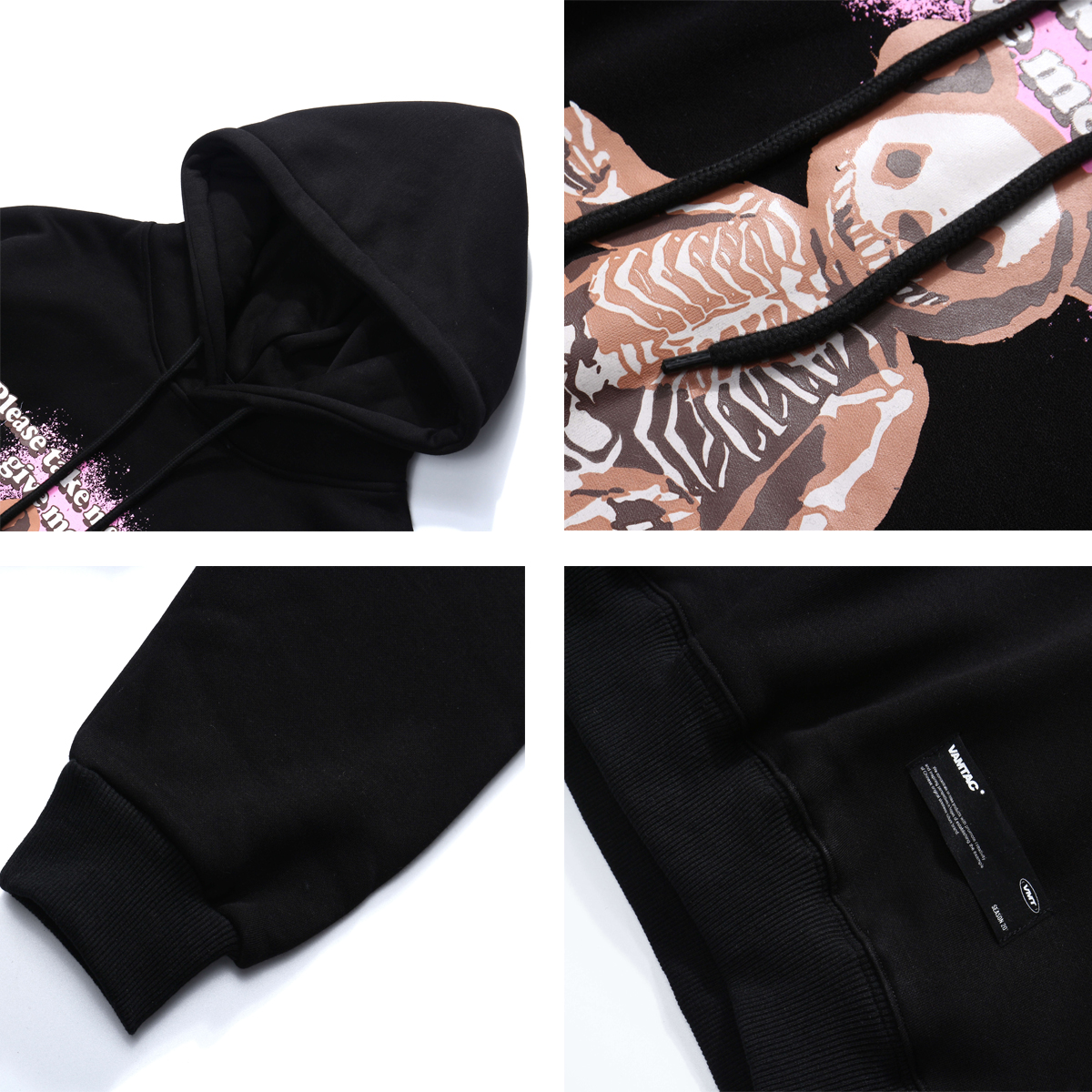 Deiio Couple Tide Brand Creative X-Ray Bear Hooded Oversize Sweater Men And Women Hedging