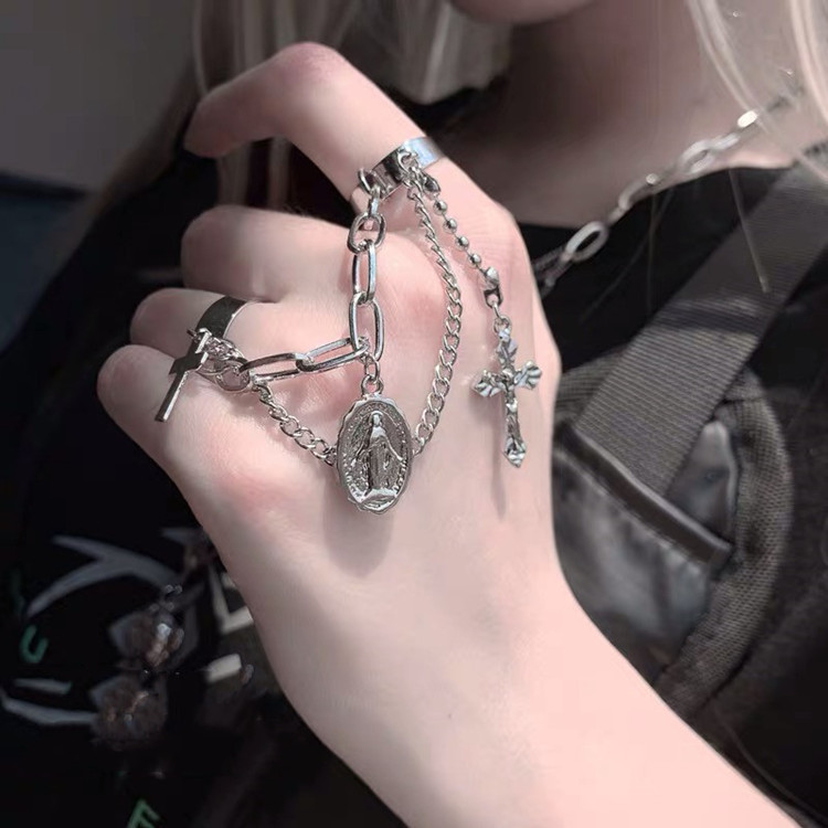 Japanese And Korean New Style Simple Stainless Steel Four-piece Ring Women