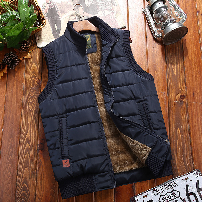 Men's Cotton Vest Plus Velvet Thick Warm Vest Jacket