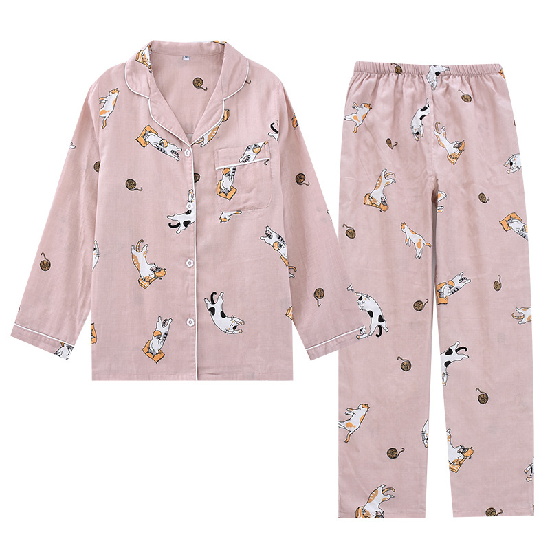 Pink Cat Pyjamas Set Pattern Sleepwear