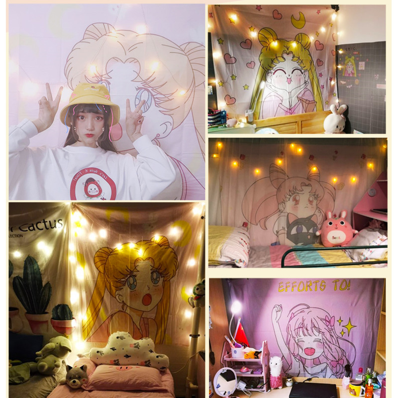 Background Cloth Pink Hanging Cloth Tapestry Bedroom Dormitory Room Bedside Decorative Wall Covering