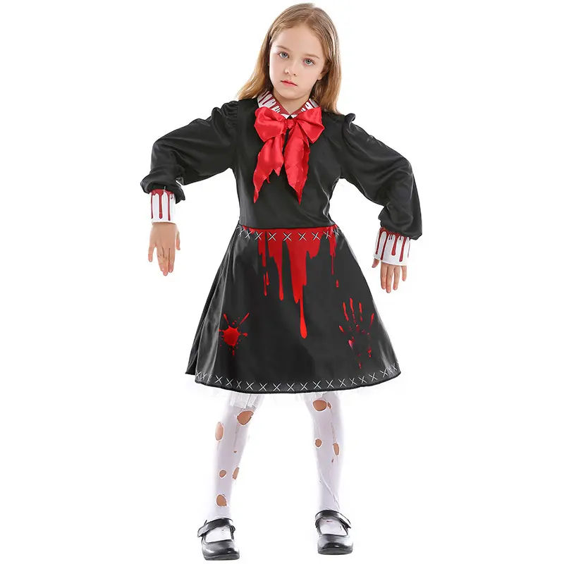 Family Horror Doll Costume Women Gothic Bloody Zombie Scary