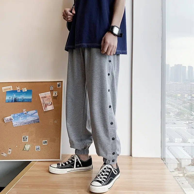 Side-Breasted Sports Casual Button-Up Trousers