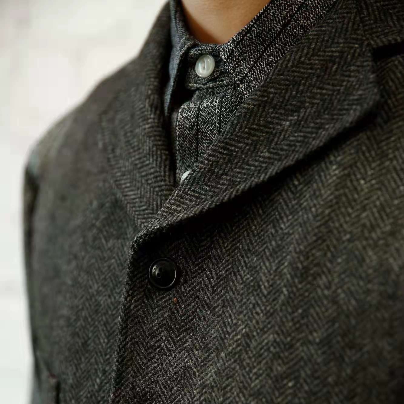 Title 6, Vintage Herringbone Woolen Suit And Vest Men