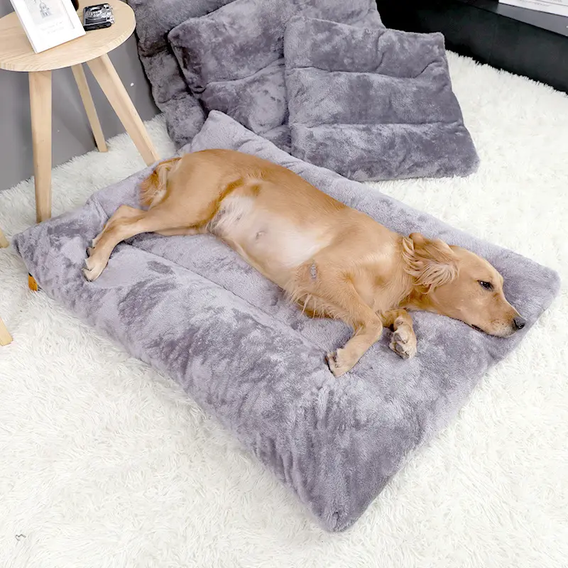 Long Warm Plush Dog Bed Quilted Base