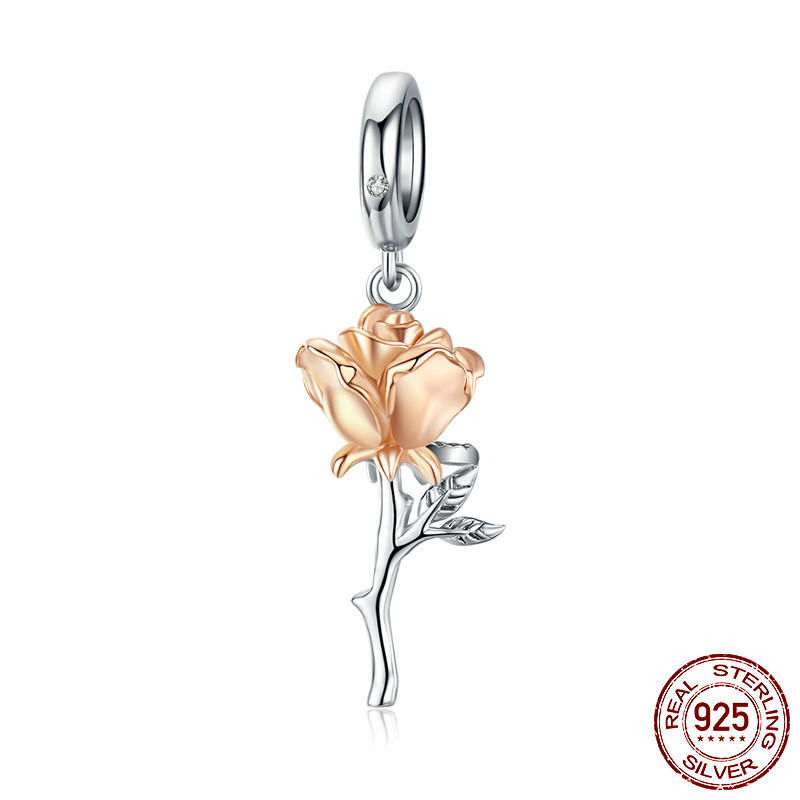S925 Sterling Silver Lover Rose Pendant Bracelet