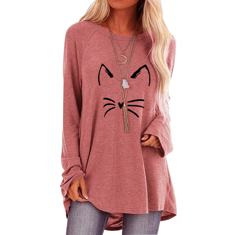 Title 3, Printed Long-sleeved Loose Round Neck T-shirt Top