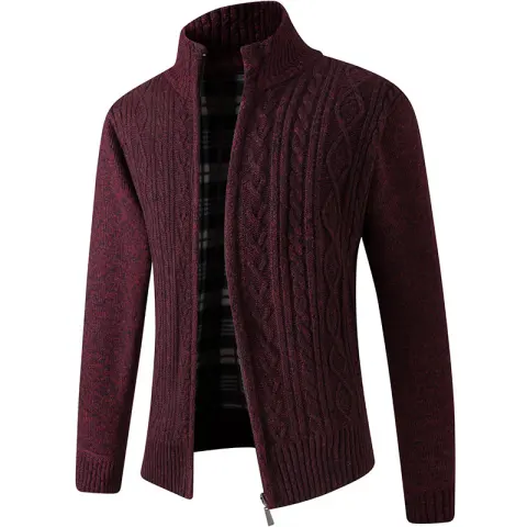 Autumn and Winter Middle-aged Men Plus Velvet Thick Knit