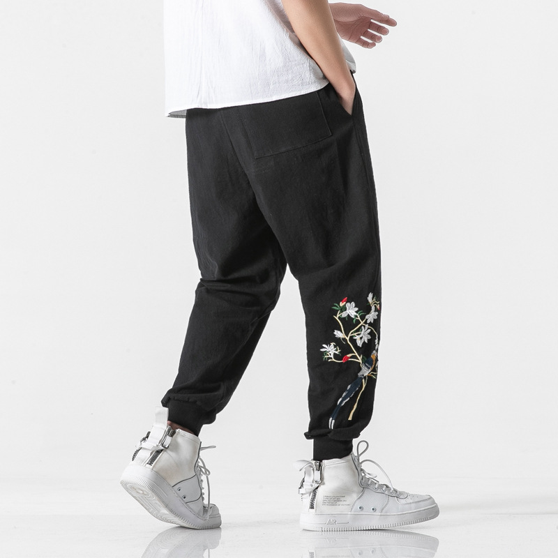 Title 5, Oversized embroidered color cropped trousers, o...