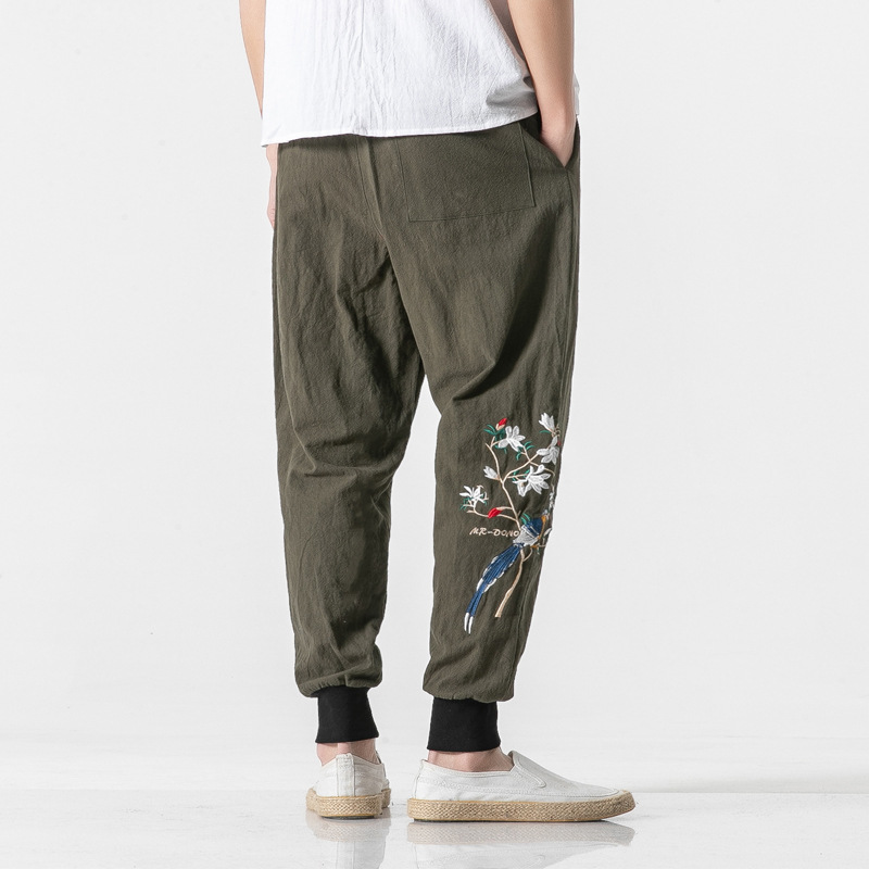 Title 4, Oversized geborduurde cropped broek met kleur, ...