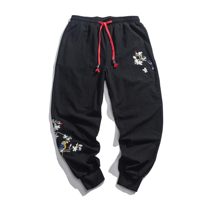 Title 2, Oversized embroidered color cropped trousers, o...