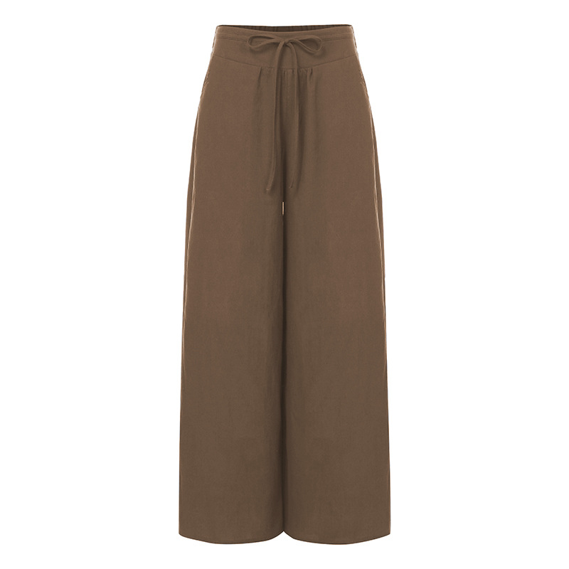 Women's Cotton Trousers Wide Leg Pants High Waist Casual Pants