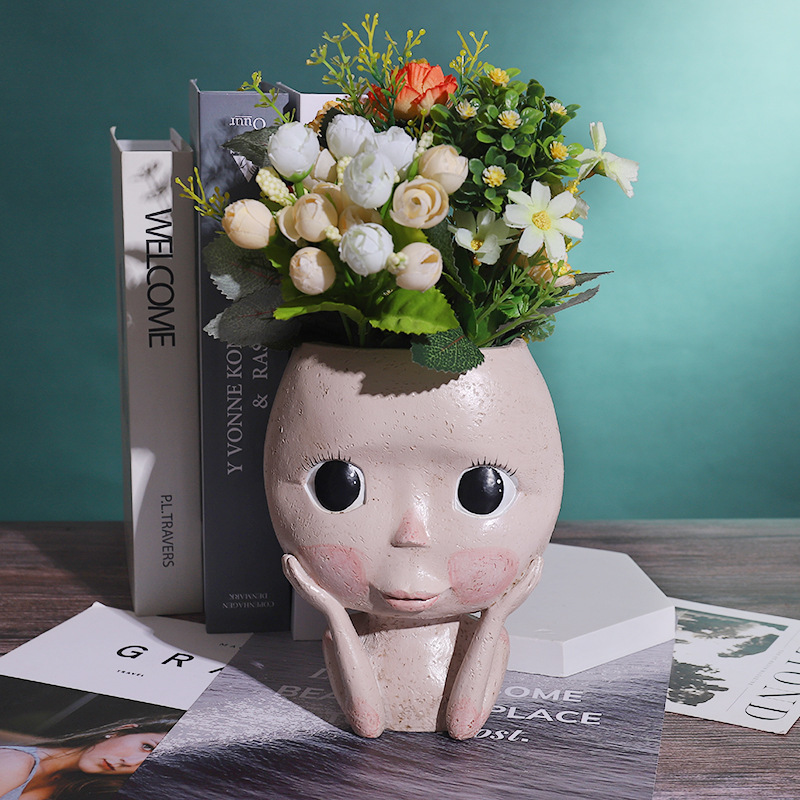 Girls Face Head Flower Planter Succulent Plant Flower Container Pot Flowerpot Garden Decor Nordic Tabletop Ornament