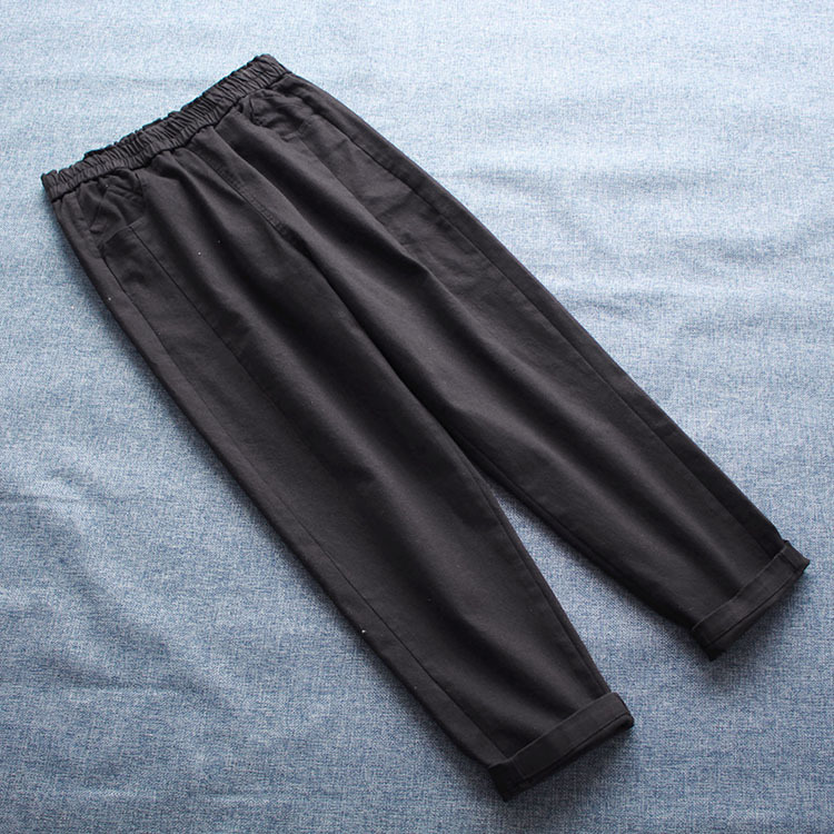 Title 5, Simple Casual Elastic Waist Trousers Solid Colo...