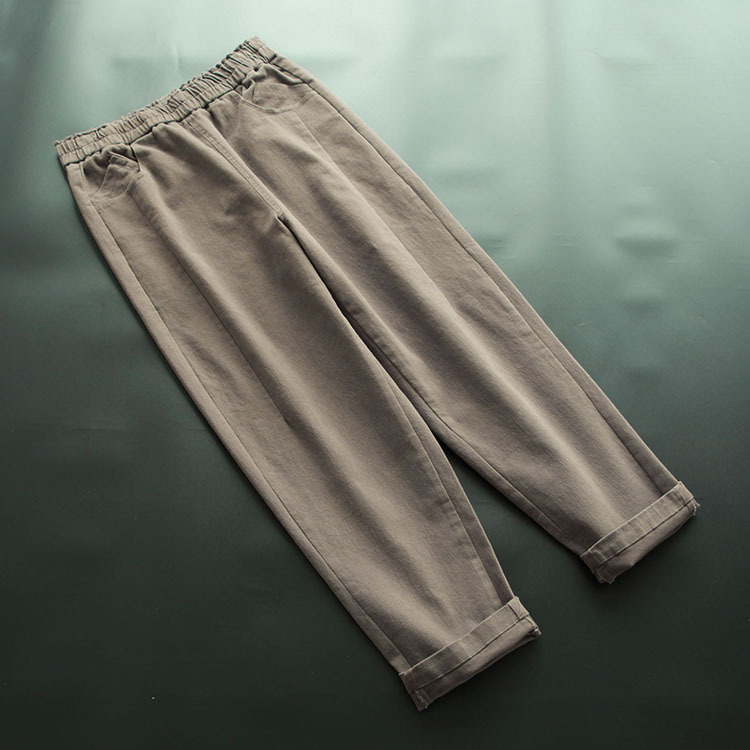 Title 6, Simple Casual Elastic Waist Trousers Solid Colo...