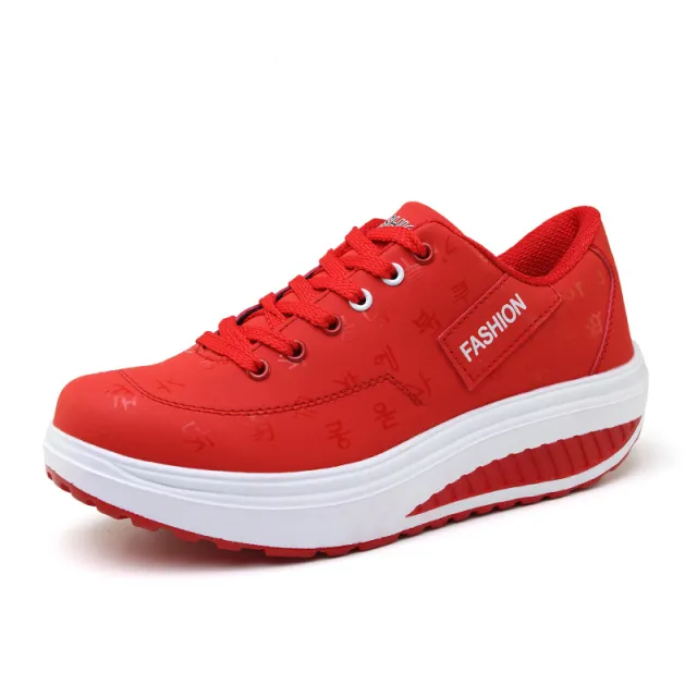Thick Soled Surface Swaying Shoes Breathable Sports Casual Shoes Red - Shop at LoveMi