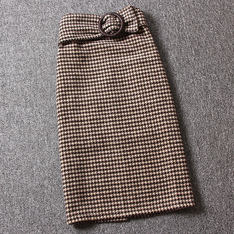 All-match Lace-up Split Mid-length Bag Hip Skirt