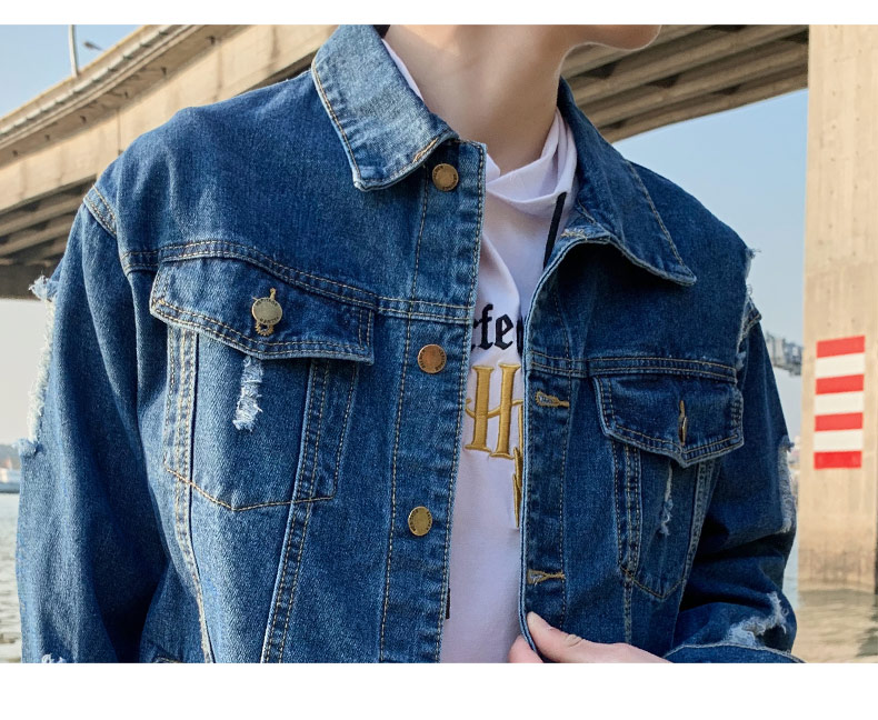 Title 3, Veste en jean déchirée de style coréen pour hommes