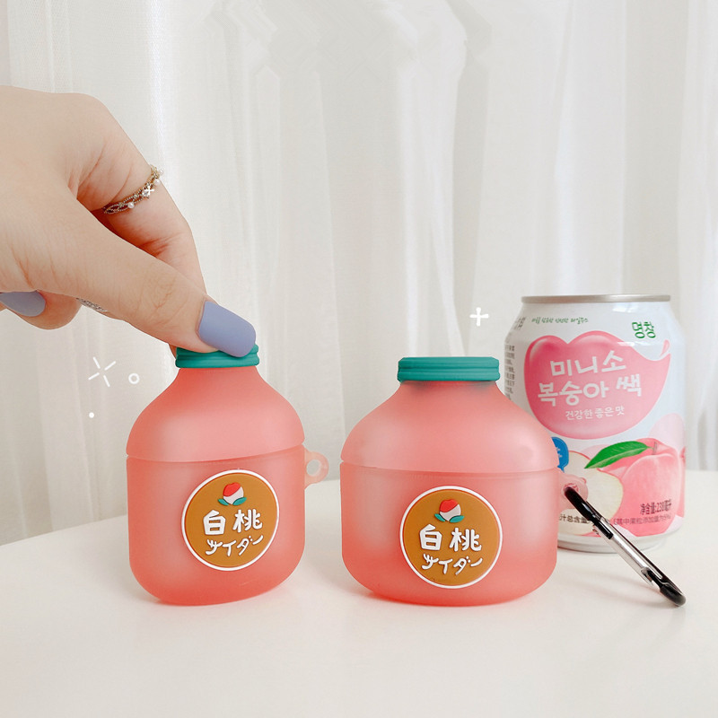 Compatible with Apple , White Peach Soda Stereo Silicone Apple Bluetooth Earphone Case - Image 2