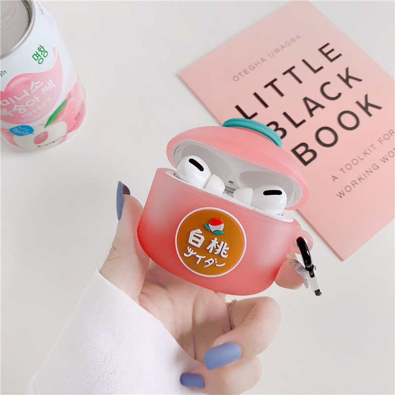 Compatible with Apple , White Peach Soda Stereo Silicone Apple Bluetooth Earphone Case - Image 5