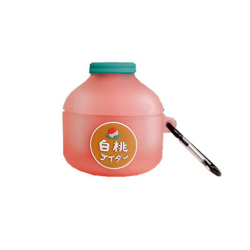 Compatible with Apple , White Peach Soda Stereo Silicone Apple Bluetooth Earphone Case