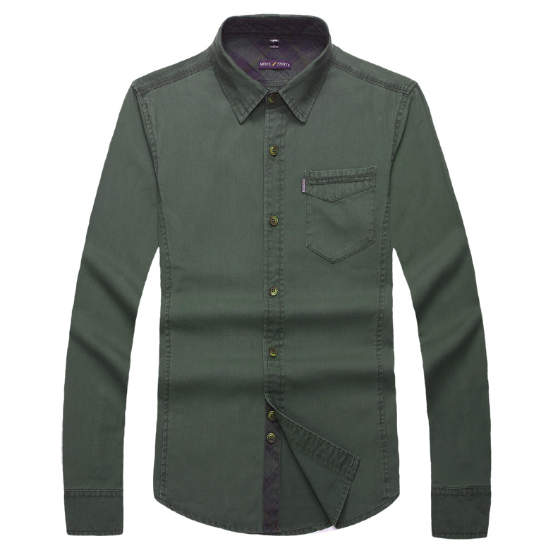 Title 7, Camisa Militar Masculina Cor Sólida Estilo Core...